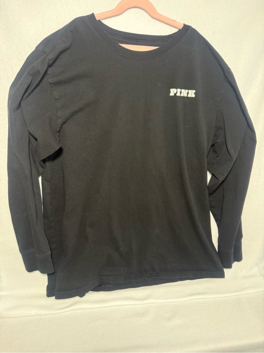 PINK Victoria’s Secret Black Long Sleeve Crest Graphic Shirt